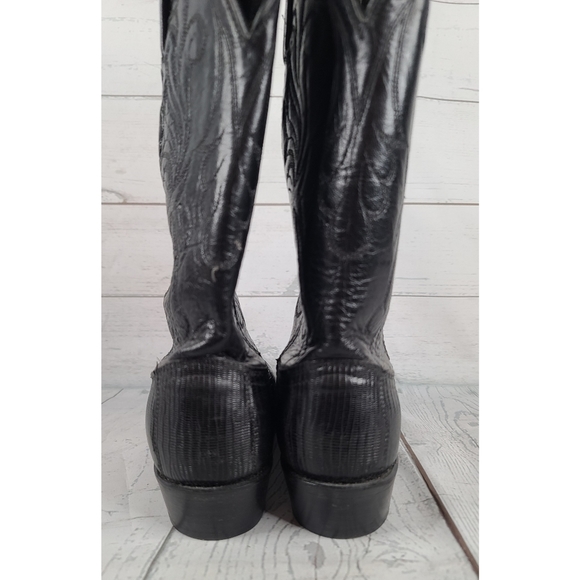 Dan Post 7.5 Medium Cowboy Boots Black Lizard Leather Great Western Boot Co - Picture 3 of 8